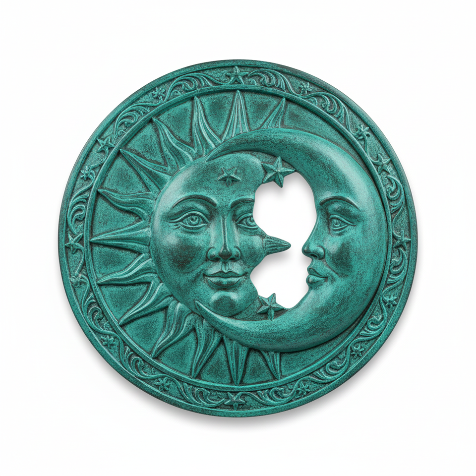 Celestial Verdigris Sun & Moon Wall Medallion