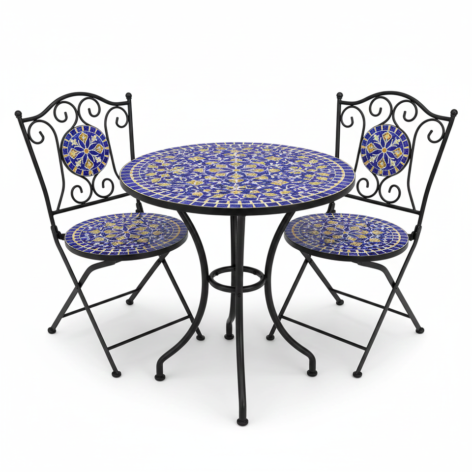Emperor’s Hand-Inlaid 3-Piece Mosaic Bistro Set